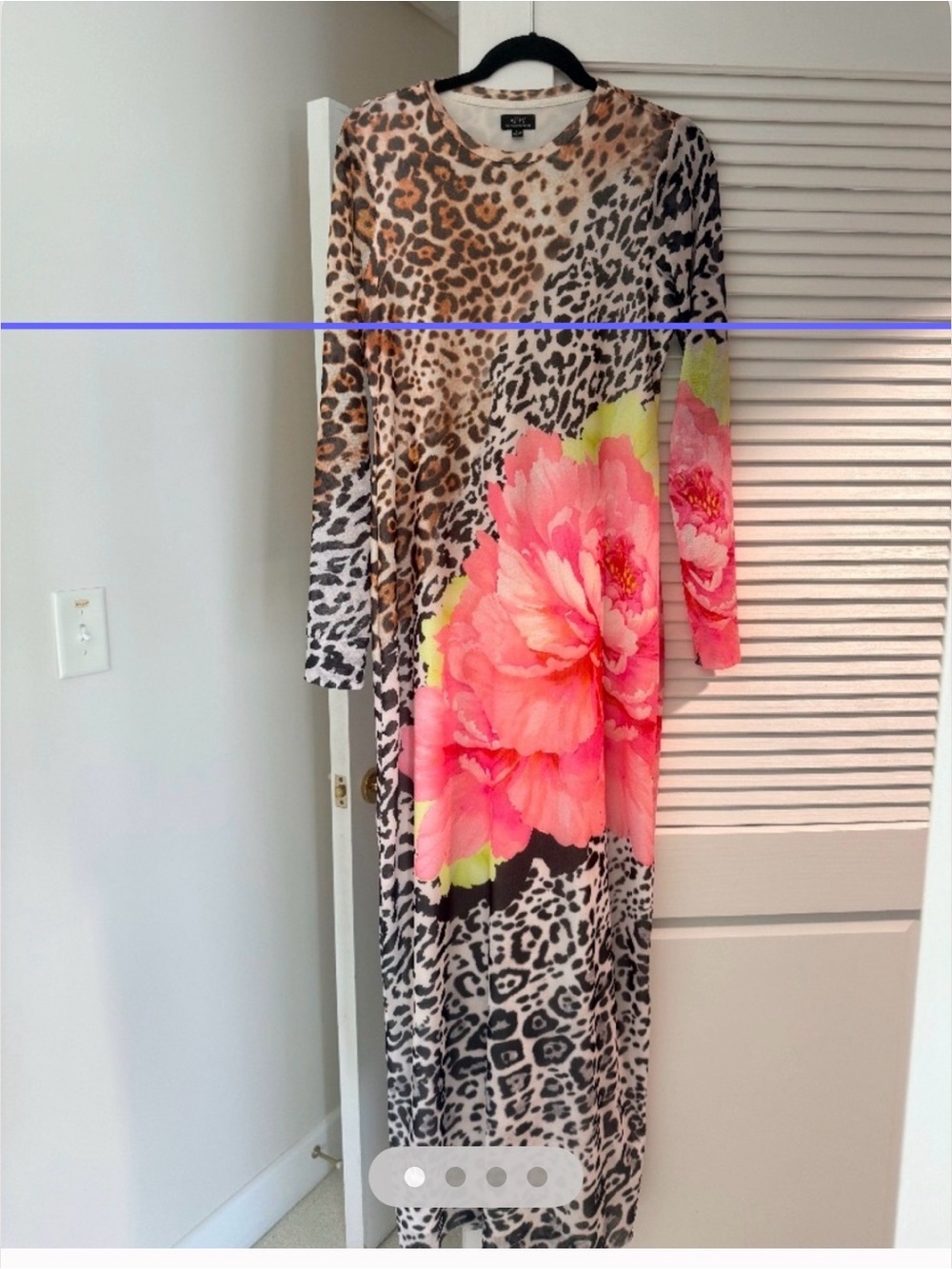 AFRM Leopard Floral Print Long Sleeve Maxi Dress Women’s XL